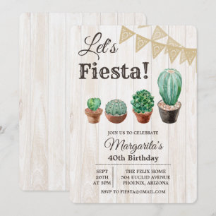 Invitation d'anniversaire de cactus de fête pour t