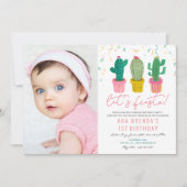 Invitation d'anniversaire de cactus de fête pour t (Devant)