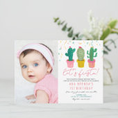 Invitation d'anniversaire de cactus de fête pour t (Debout devant)