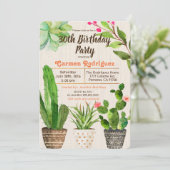 Invitation d'anniversaire de cactus succulent pour (Debout devant)