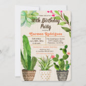 Invitation d'anniversaire de cactus succulent pour (Devant)