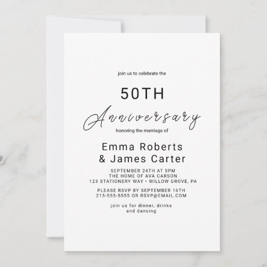 Invitation d'anniversaire de calligraphie fantaisi (Devant)