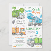 Invitation d'anniversaire de camion à benne (Devant)