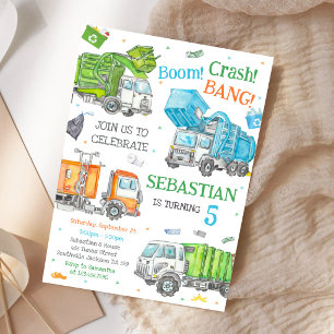 Invitation d'anniversaire de camion à benne