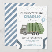 Invitation d'anniversaire de camion à ordures (Devant / Derrière)