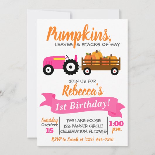 Invitation d'anniversaire de camion citrouille - T (Devant)
