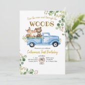 Invitation d'anniversaire de camion de bois (Debout devant)