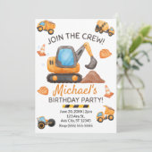 Invitation d'anniversaire de camion de constructio (Debout devant)