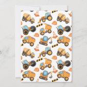 Invitation d'anniversaire de camion de constructio (Dos)