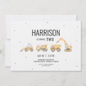 Invitation d'anniversaire de camion de constructio (Devant)