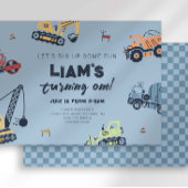 Invitation d'anniversaire de camion de constructio