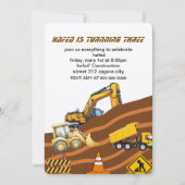 Invitation d'anniversaire de camion de constructio (Devant)