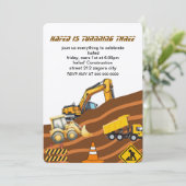 Invitation d'anniversaire de camion de constructio (Debout devant)