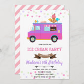 Invitation d'anniversaire de camion de glace migno (Devant / Derrière)