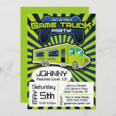 Invitation d'anniversaire de camion de jeu vidéo (Devant / Derrière)