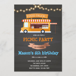 Invitation d'anniversaire de camion de nourriture