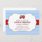 Invitation d'anniversaire de camion de pompiers (Devant / Derrière)