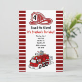 Invitation d'anniversaire de camion de pompiers (Debout devant)