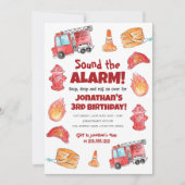 Invitation d'anniversaire de camion de pompiers de (Devant)