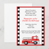 Invitation d'anniversaire de camion de pompiers ho (Devant / Derrière)