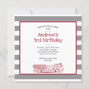 Invitation d'anniversaire de camion de pompiers ro