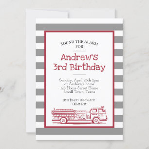 Invitation d'anniversaire de camion de pompiers ro