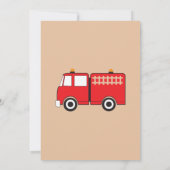 Invitation d'anniversaire de Camion d'incendie rou (Dos)