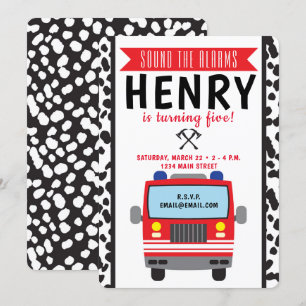 Invitation d'anniversaire de camion-feu