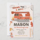 Invitation d'anniversaire de camion-feu | Feu Anni (Devant)