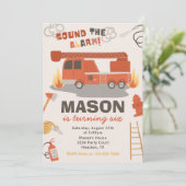 Invitation d'anniversaire de camion-feu | Feu Anni (Debout devant)