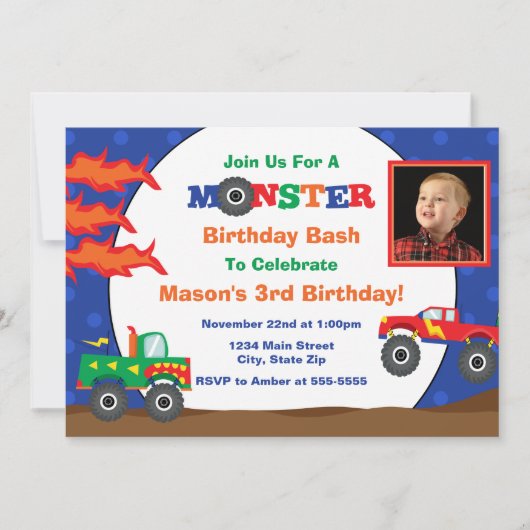 Invitation d'anniversaire de Camion Monster 5x7 Ca (Devant)