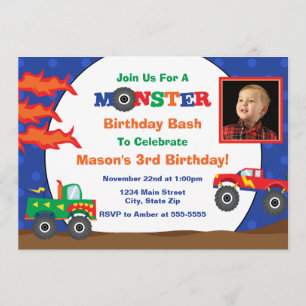 Invitation d'anniversaire de Camion Monster 5x7 Ca