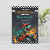 Invitation d'anniversaire de camion monstre dinosa (Debout devant)