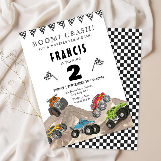 Invitation d'anniversaire de camion monstre Thème