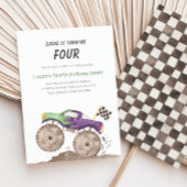 Invitation d'anniversaire de camion monstre violet