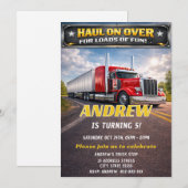 Invitation d'anniversaire de camion poids lourd pe (Devant / Derrière)