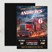 Invitation d'anniversaire de camion semi-remorque (Devant / Derrière)