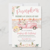 Invitation d'anniversaire de camion vintage rose d (Devant)