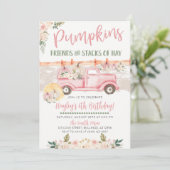 Invitation d'anniversaire de camion vintage rose v (Debout devant)