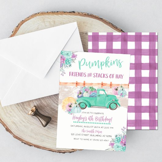 Invitation d'anniversaire de camion vintage turquo