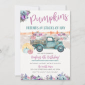 Invitation d'anniversaire de camion vintage violet (Devant)