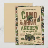 Invitation d'anniversaire de camouflage militaire (Devant / Derrière)