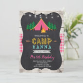 Invitation d'anniversaire de camp de fille (Debout devant)