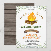 Invitation d'anniversaire de camp s'more de verdur (Devant / Derrière)