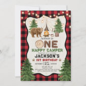 Invitation d'anniversaire de camping de bûcheron (Devant)