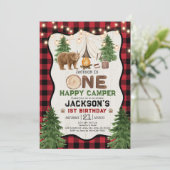 Invitation d'anniversaire de camping de bûcheron (Debout devant)