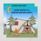 Invitation d'anniversaire de camping d'ours Brown (Devant / Derrière)