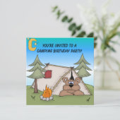 Invitation d'anniversaire de camping d'ours Brown (Debout devant)