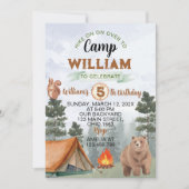Invitation d'anniversaire de camping en forêt (Devant)