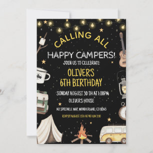 Invitation d'anniversaire de camping Extérieur d